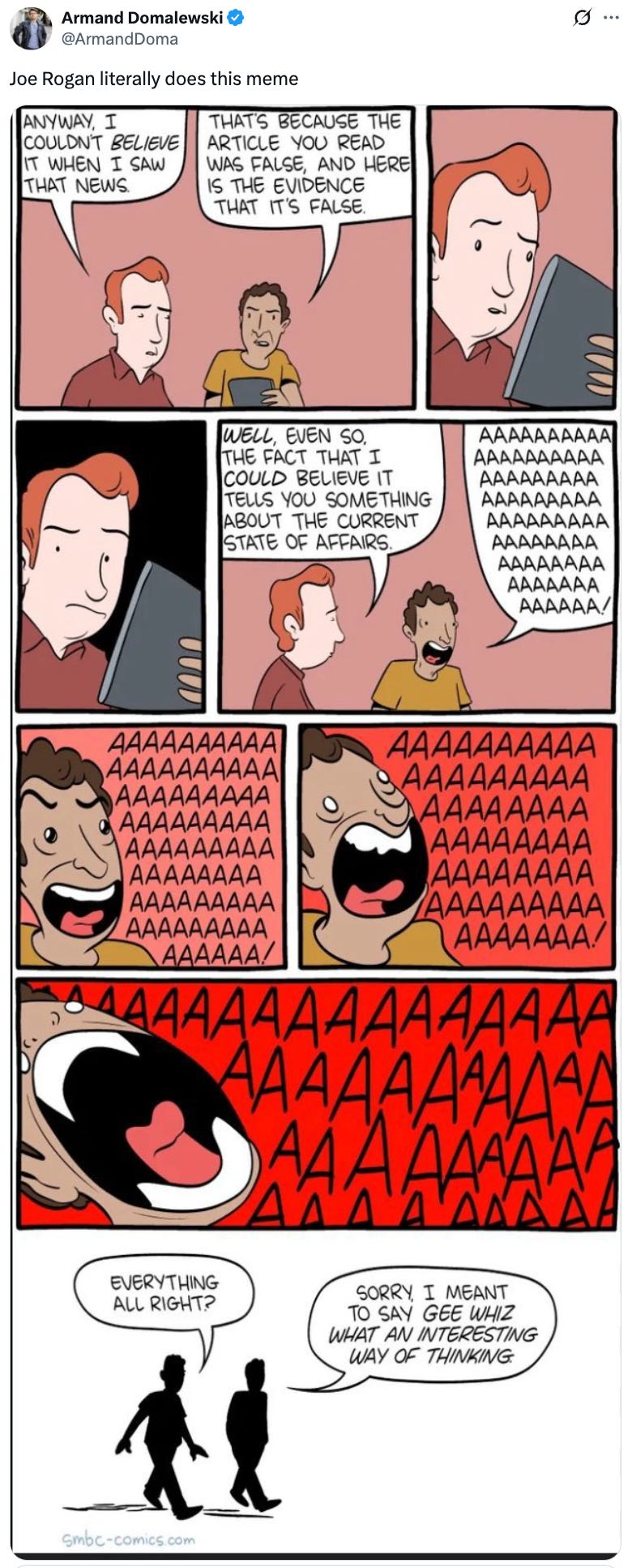 Post See new posts Conversation Armand Domalewski @ArmandDoma Joe Rogan literally does this meme